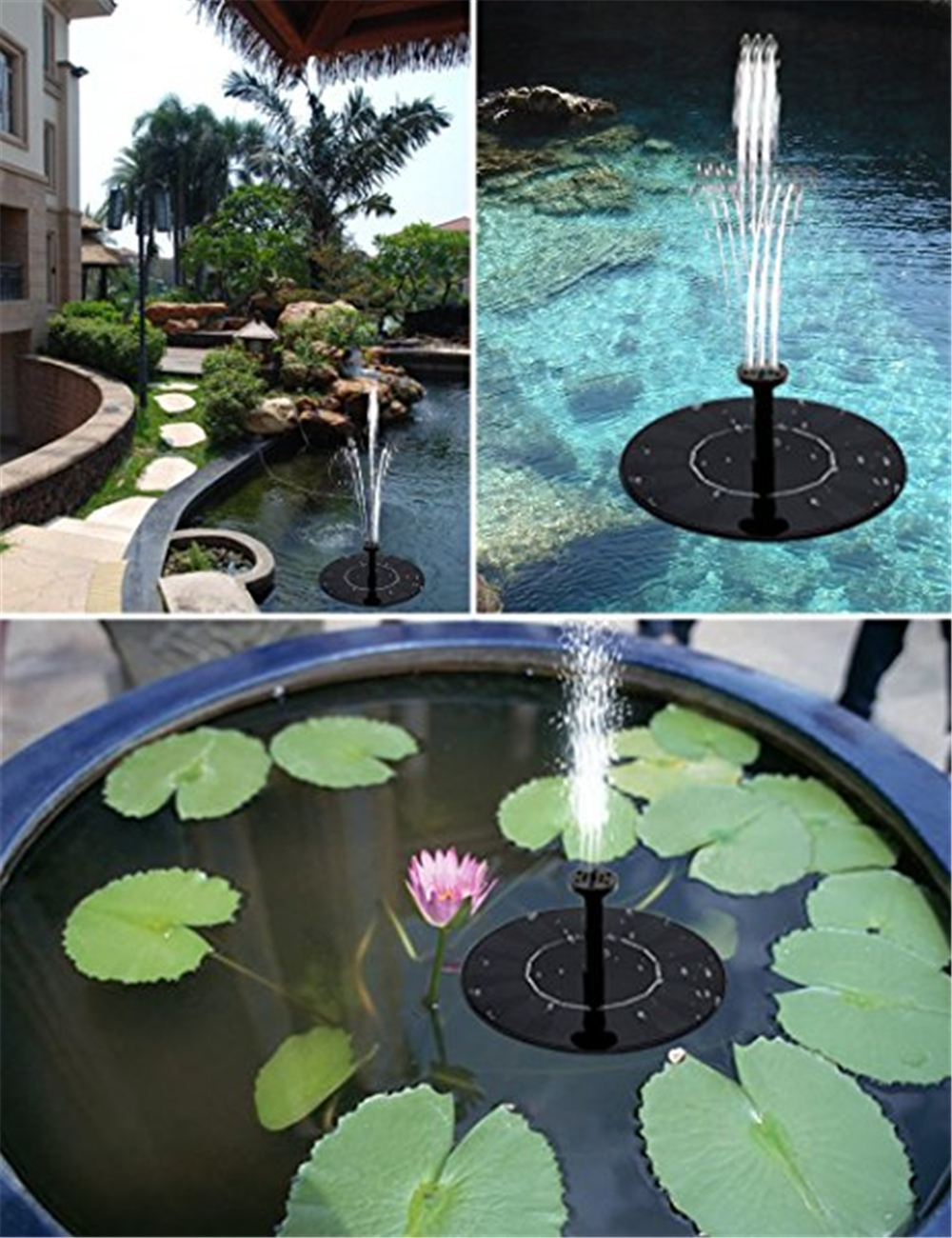 2019 Hot Solar Powered Pond Fountain High Quality 7V Floating Water