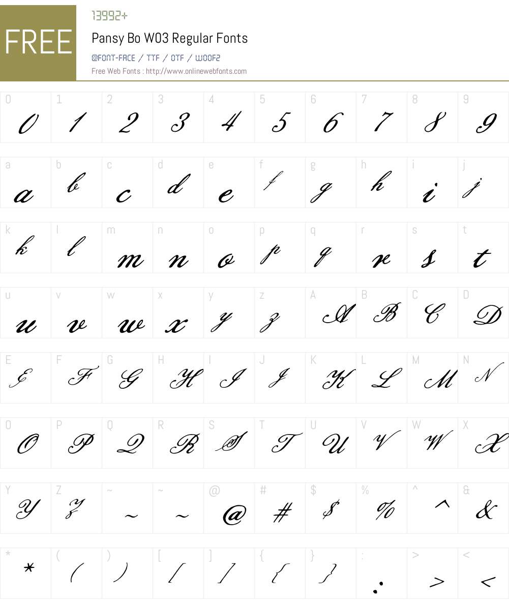 Pansy Bo W03 Regular 2.10 Fonts Free Download