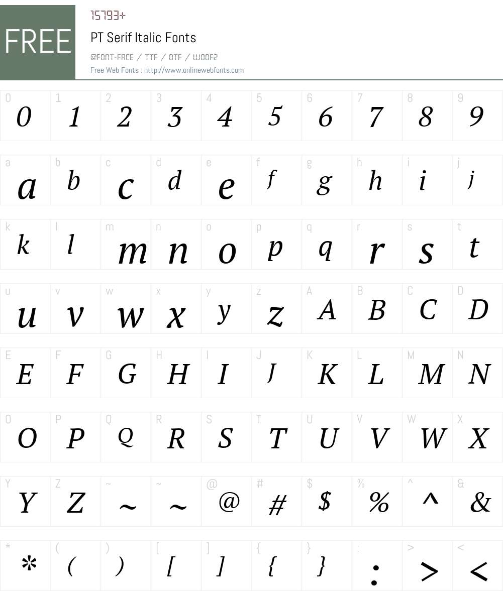 PT Serif Italic 1.000W OFL Fonts Free Download