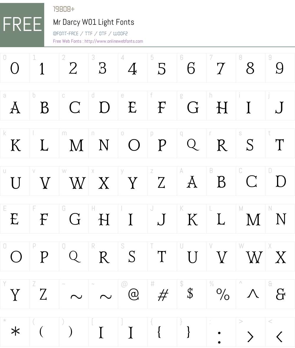 Mr Darcy W01 Light 1.00 Fonts Free Download