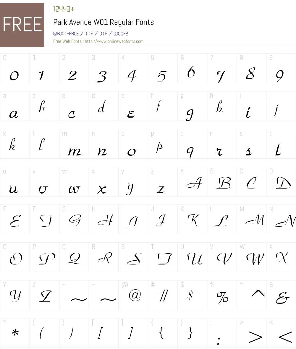 Park Avenue W01 Regular 1.00 Fonts Free Download
