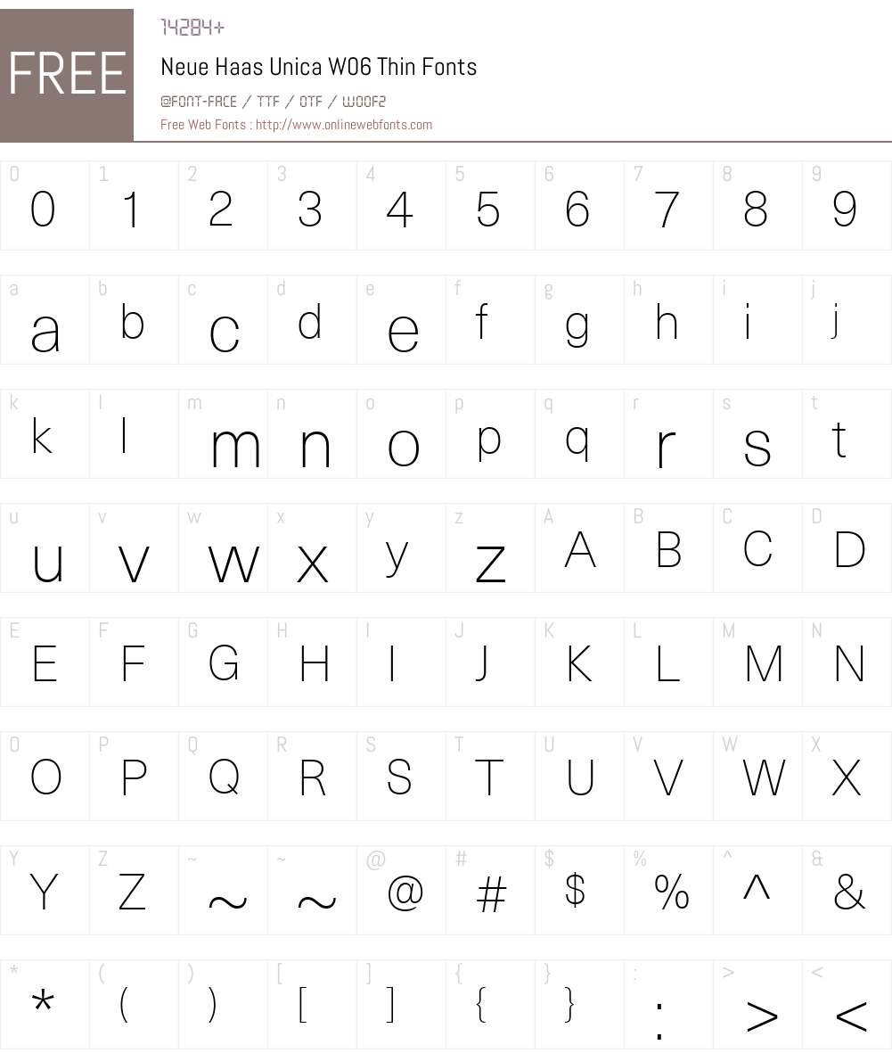 Neue Haas Unica W06 Thin 1.00 Fonts Free Download