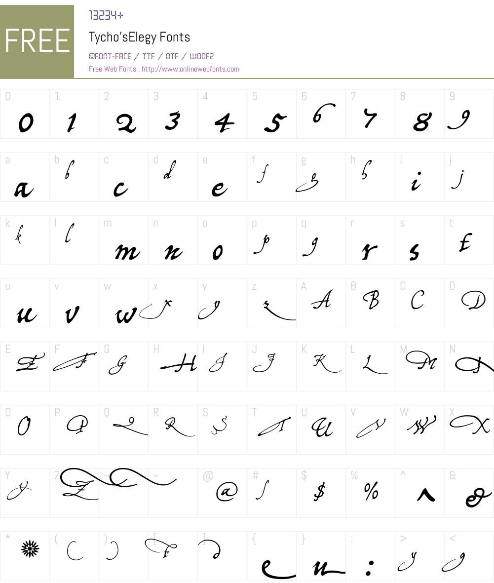 Tycho'sElegy 1.00 June 2010, initial release Fonts Free Download