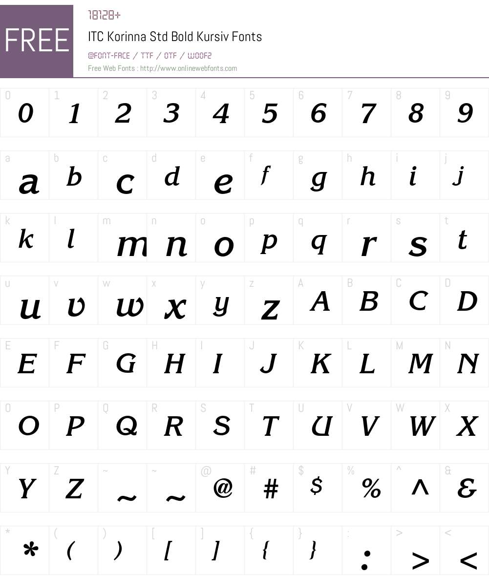 ITC Korinna Std Bold Kursiv OTF 1.018;PS 001.004;Core 1.0.31;makeotf