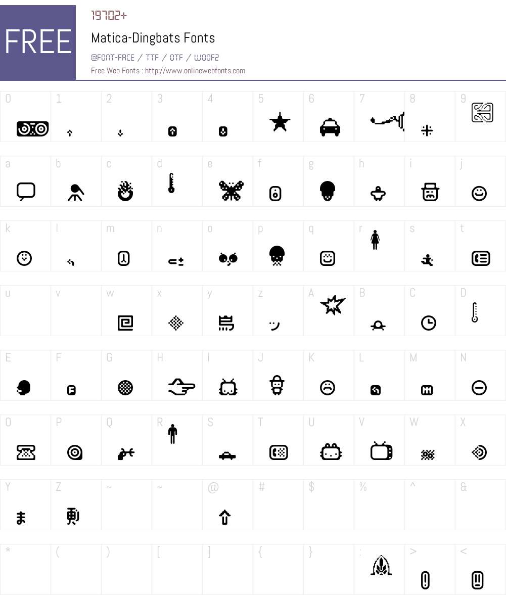 MaticaDingbats 001.000 Fonts Free Download