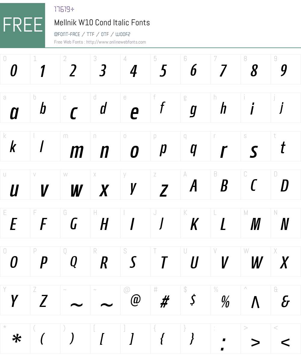 Mellnik W10 Cond Italic 1.1 Fonts Free Download
