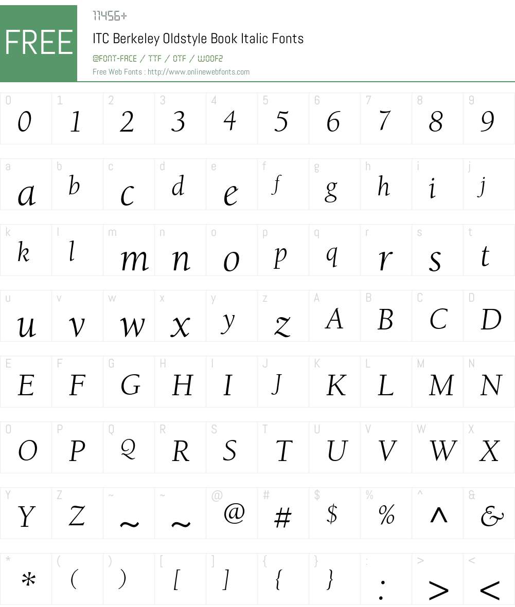 ITC Berkeley Oldstyle Book Italic 001.000 Fonts Free