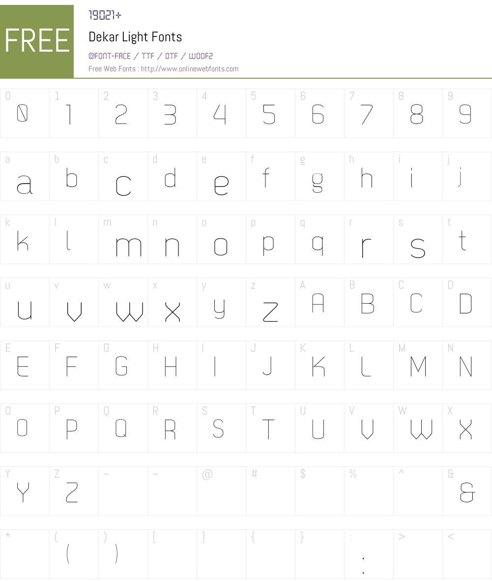 Dekar Light 1.000 Fonts Free Download