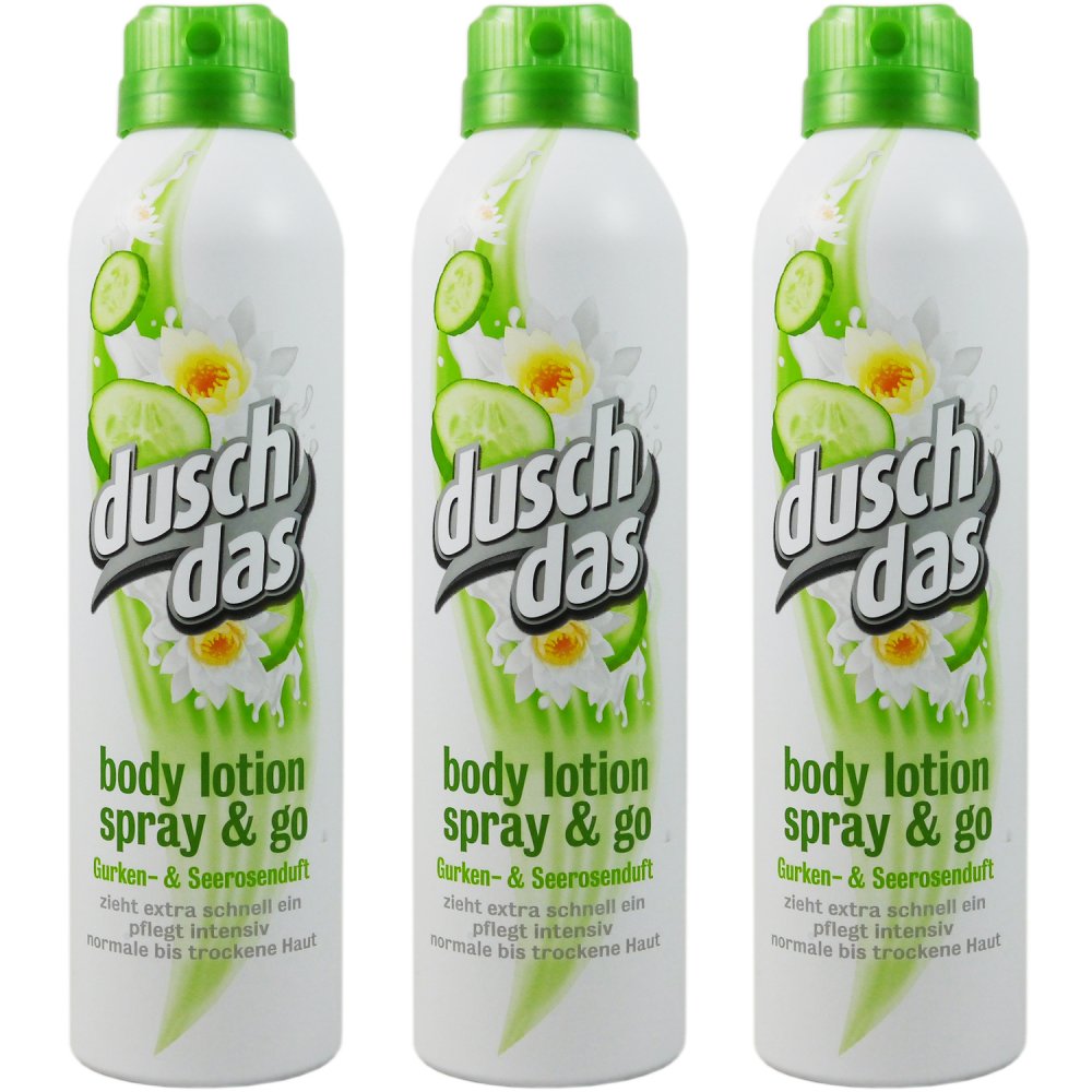 Dusch Das Body Lotion Spray & Go Gurke & Seerosenduft 3 x 190 ml bei Riemax