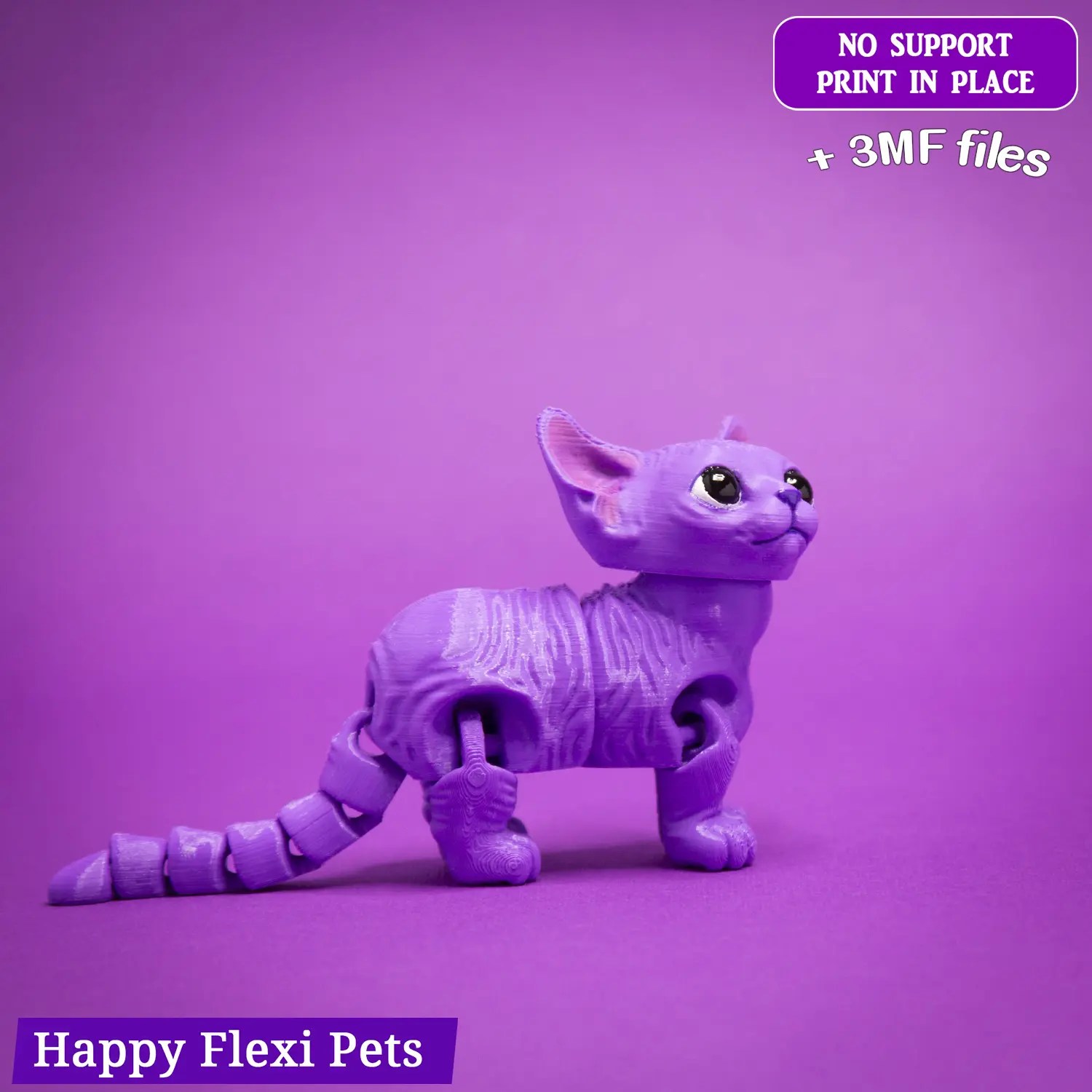 Articulated sphynx cat toy Happy Flexi pets cat figurine 3D