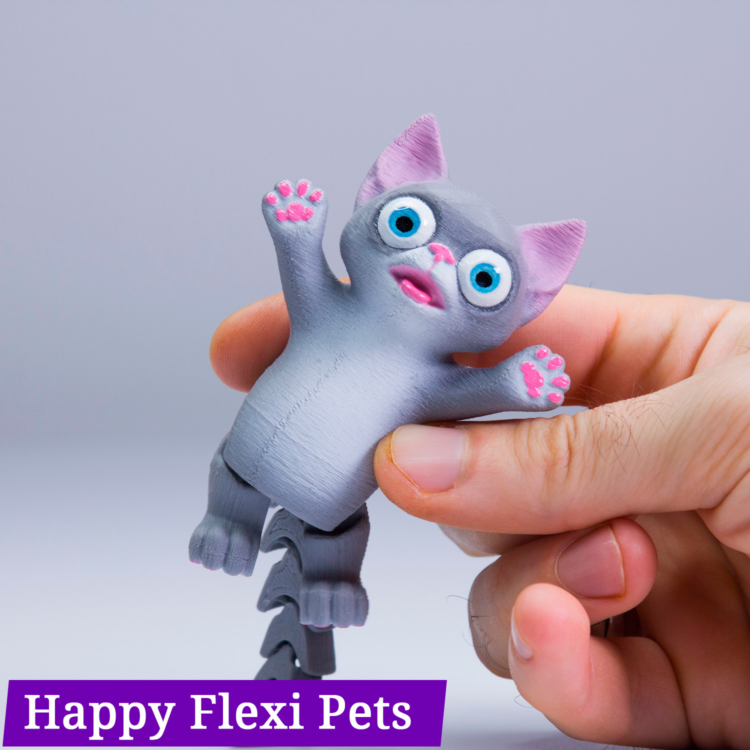 Ghost cat and scared one print in place flexi pet toys 3D models download Creality Cloud