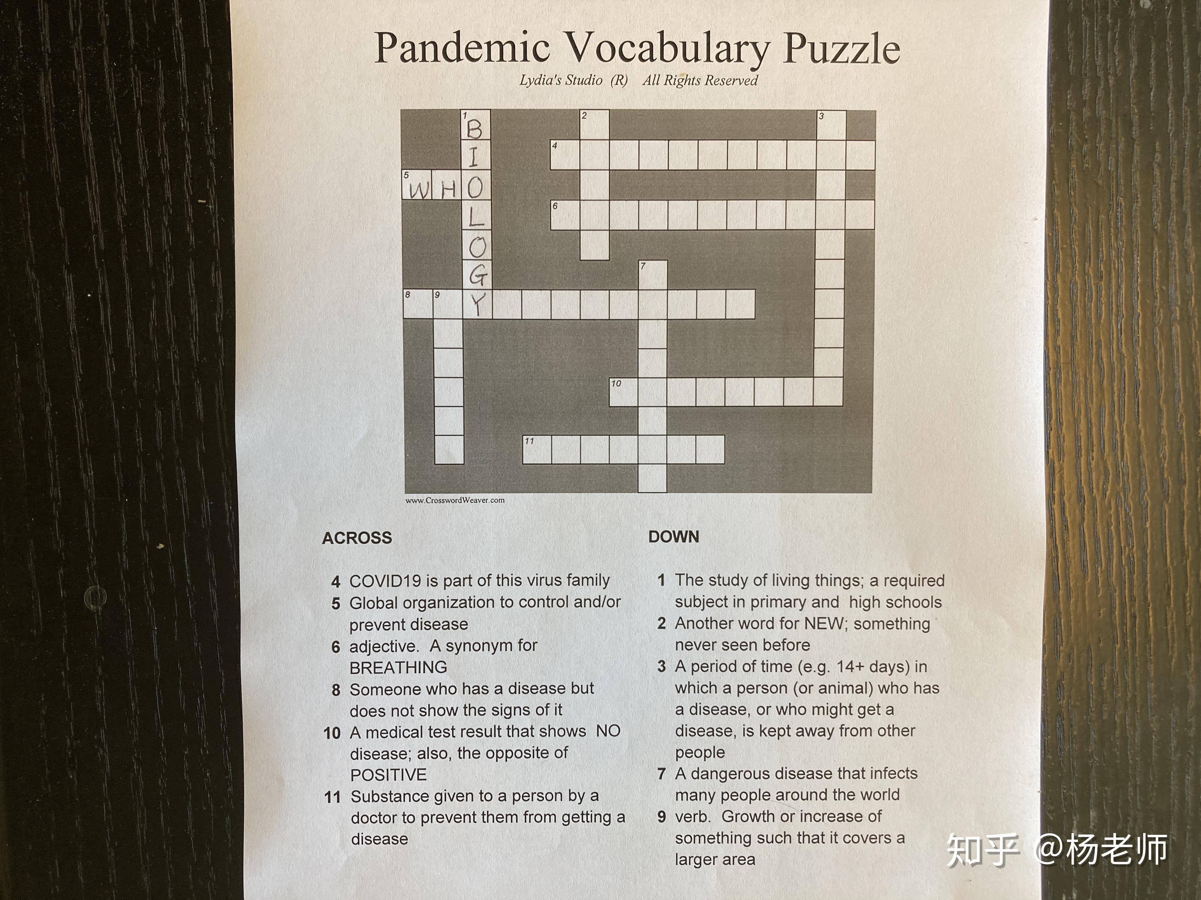每日一词：Crossword puzzle 知乎