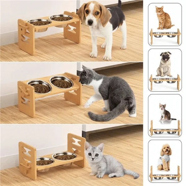 Adjustable Raised Dog Bowls Stand Dog Bowl and Stand Double Dog Food