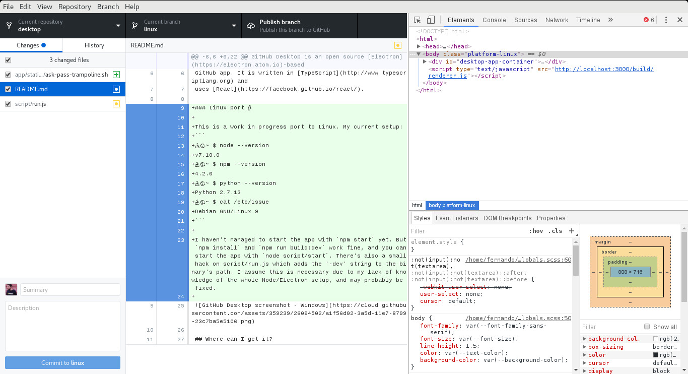 GitHub Desktop en Linux Picando Código
