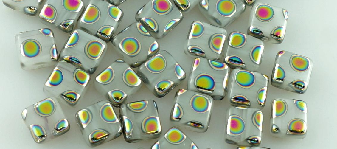 Square Flat Tile One Hole Czech Beads Picasso Beads Czech Glass