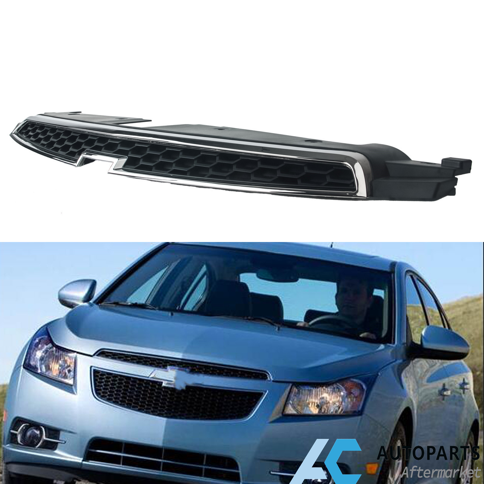 Chrome Black Front Bumper Upper Grille for 20112014 Chevy Cruze LS LT