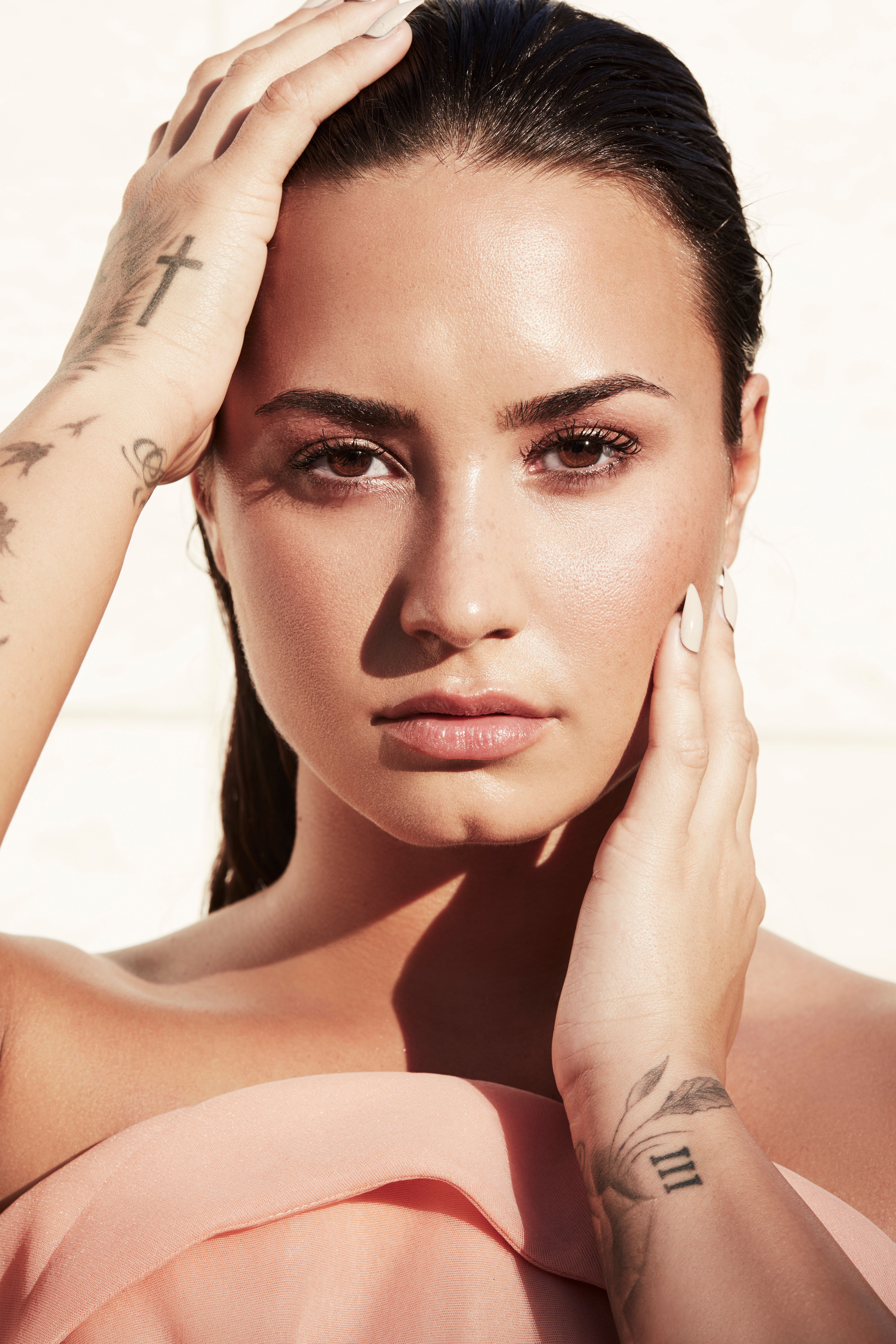 Download Close-up Face Tattoo Brown Eyes Black Hair Singer Music Demi