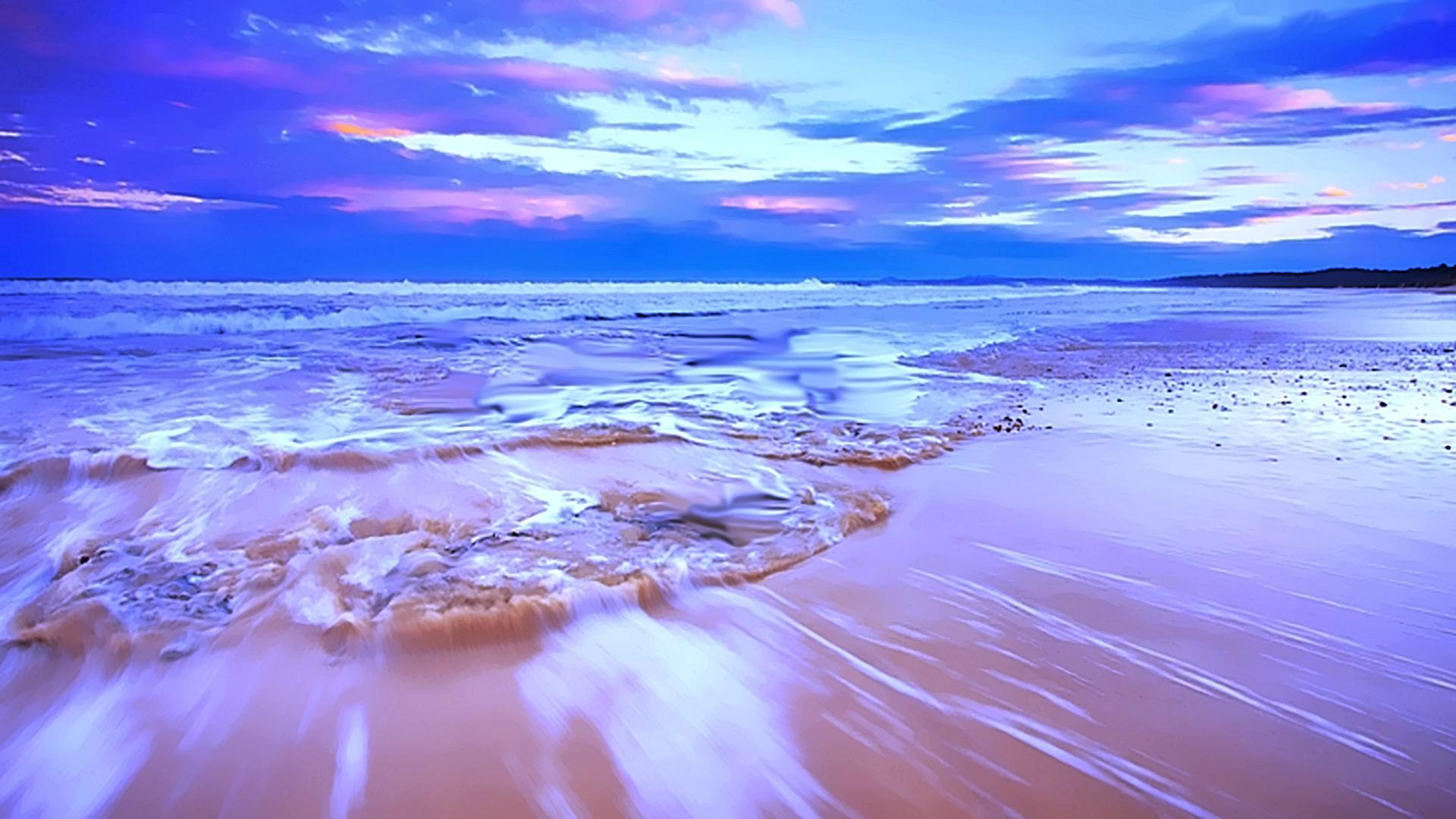 Beach Sunset in Pink and Blue Image Abyss