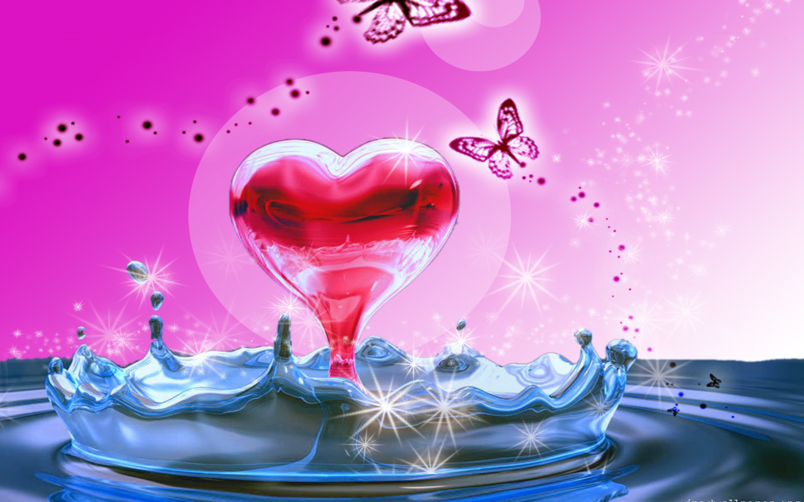 Pink Heart In Water