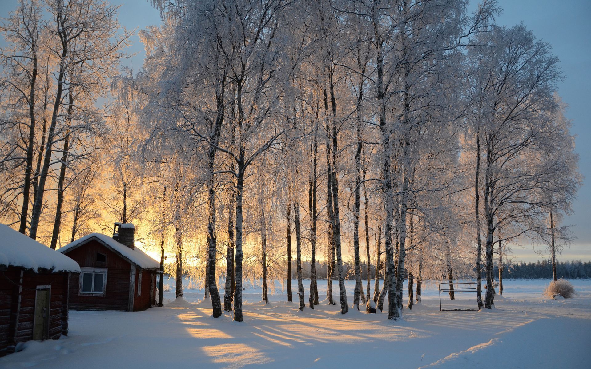 Finland countryside with the rising sun in the Winter Image Abyss