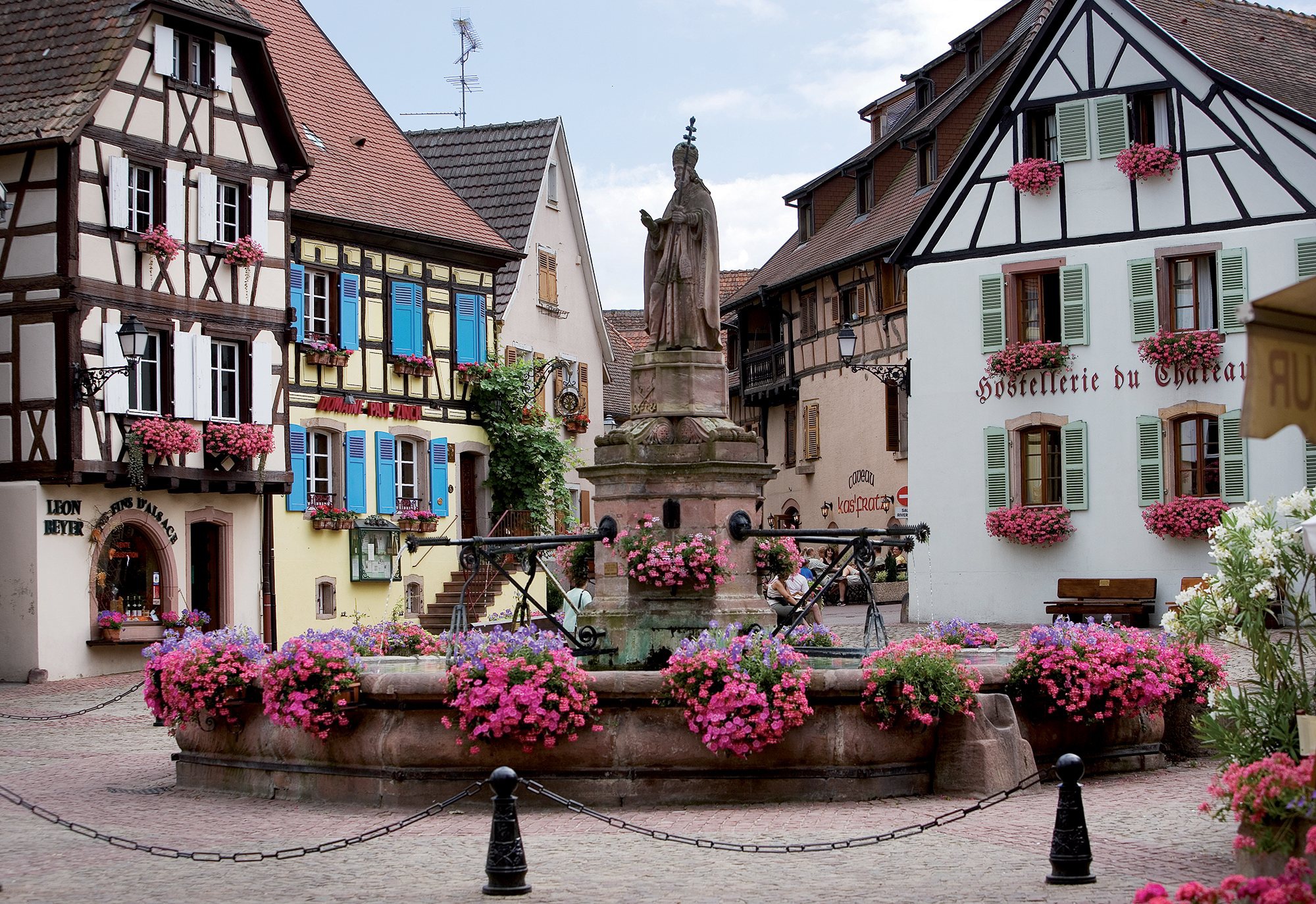 Eguisheim is a medieval village in France’s Alsace wine region Image