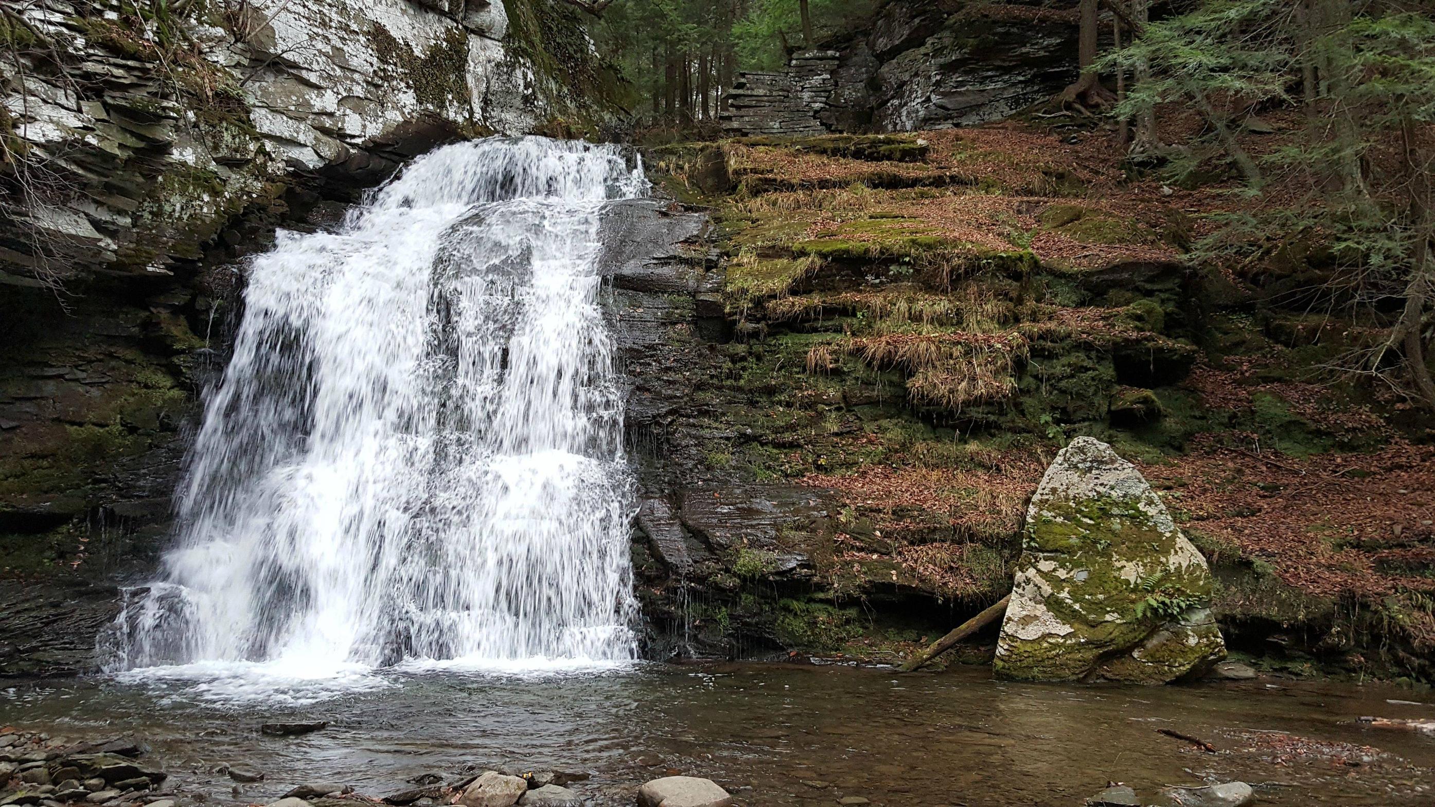 waterfall on a hiking trail in roscoe NY Image Abyss