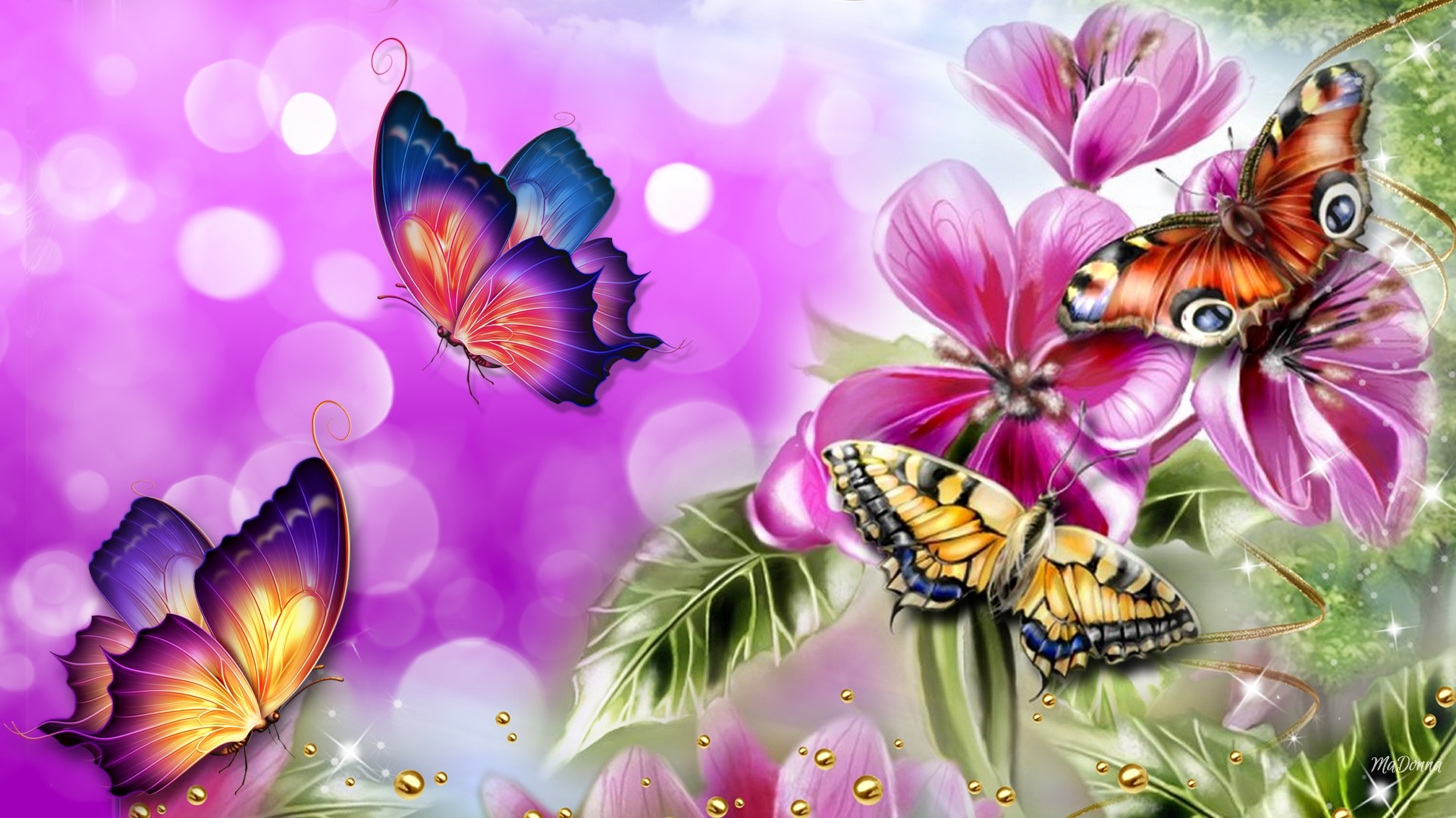 Butterflies and Flowers by MaDonna Image Abyss