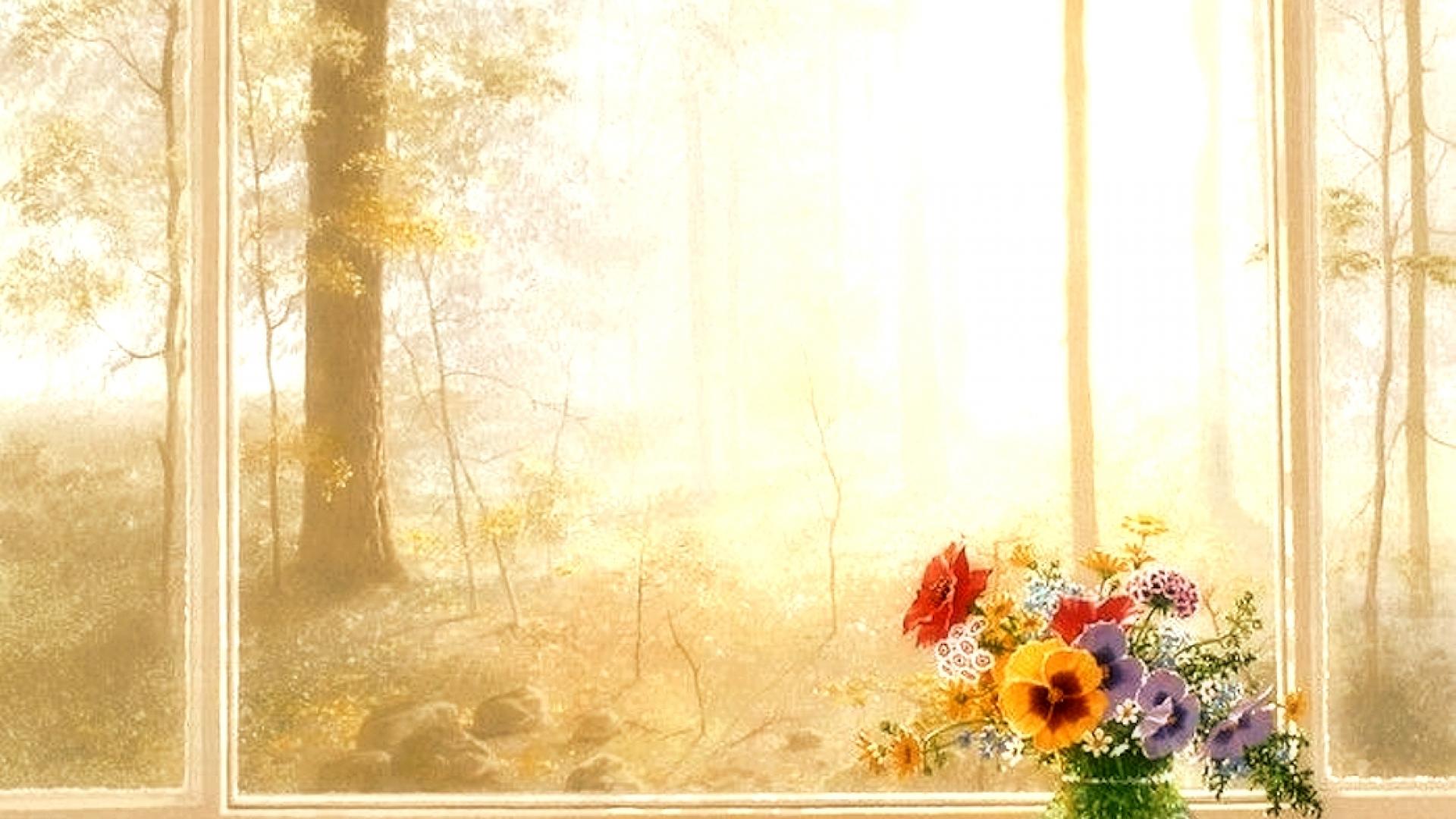 Flowers on the Windowsill Image Abyss