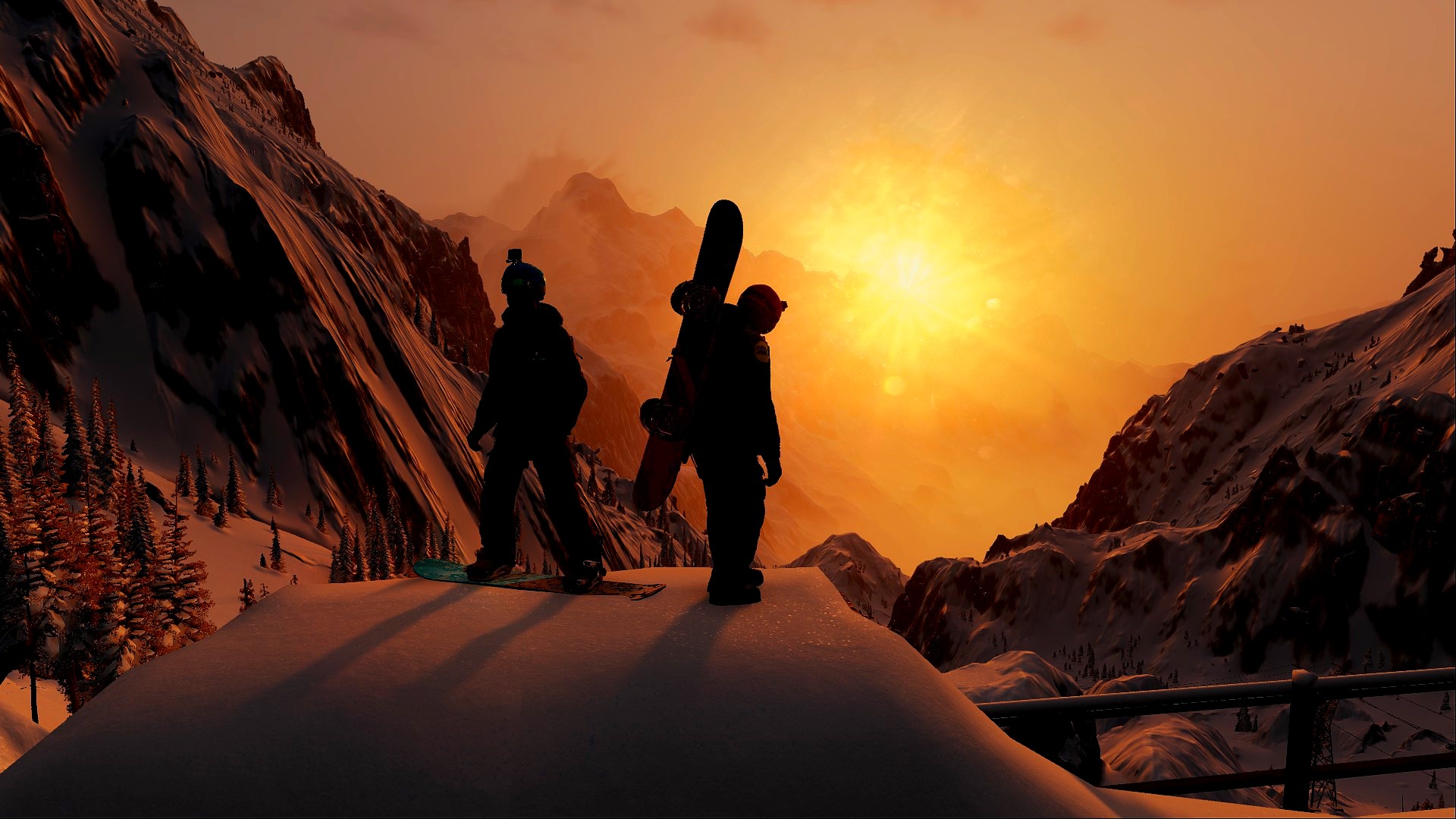 STEEP Sunset Snowboarders by FunkyTM Image Abyss