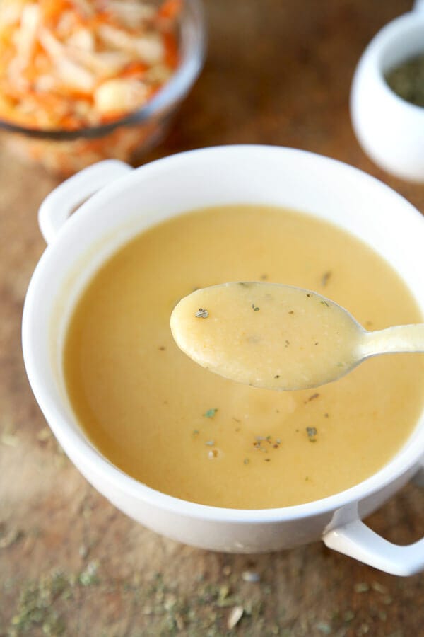 Parsnip Soup with Herbes de Provence Pickled Plum