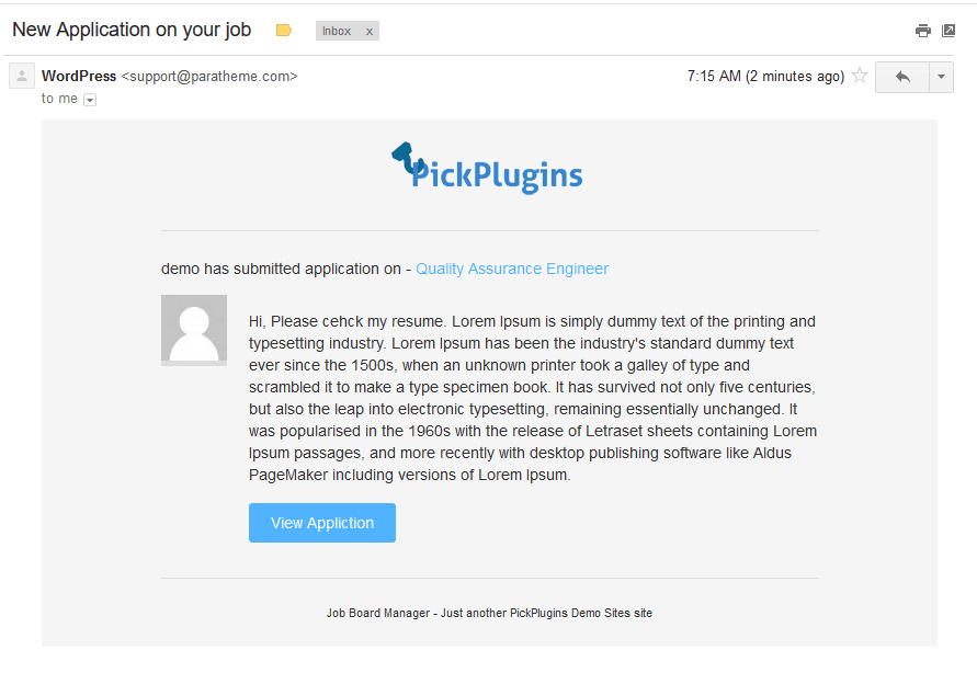 Notification on Apply