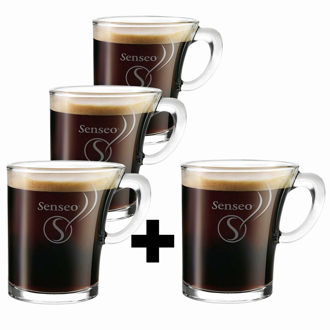 Senseo Design Glass Mug / Coffee Cup, 180 ml, 3 Cups
