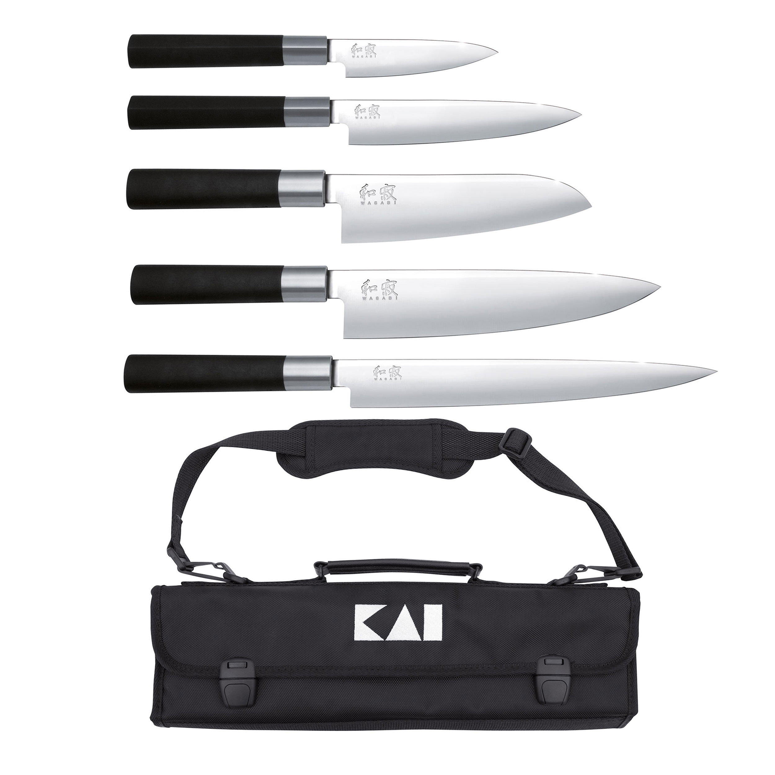 Kai Wasabi Black Messertasche mit 5 Messer, Messeraufbewahrung