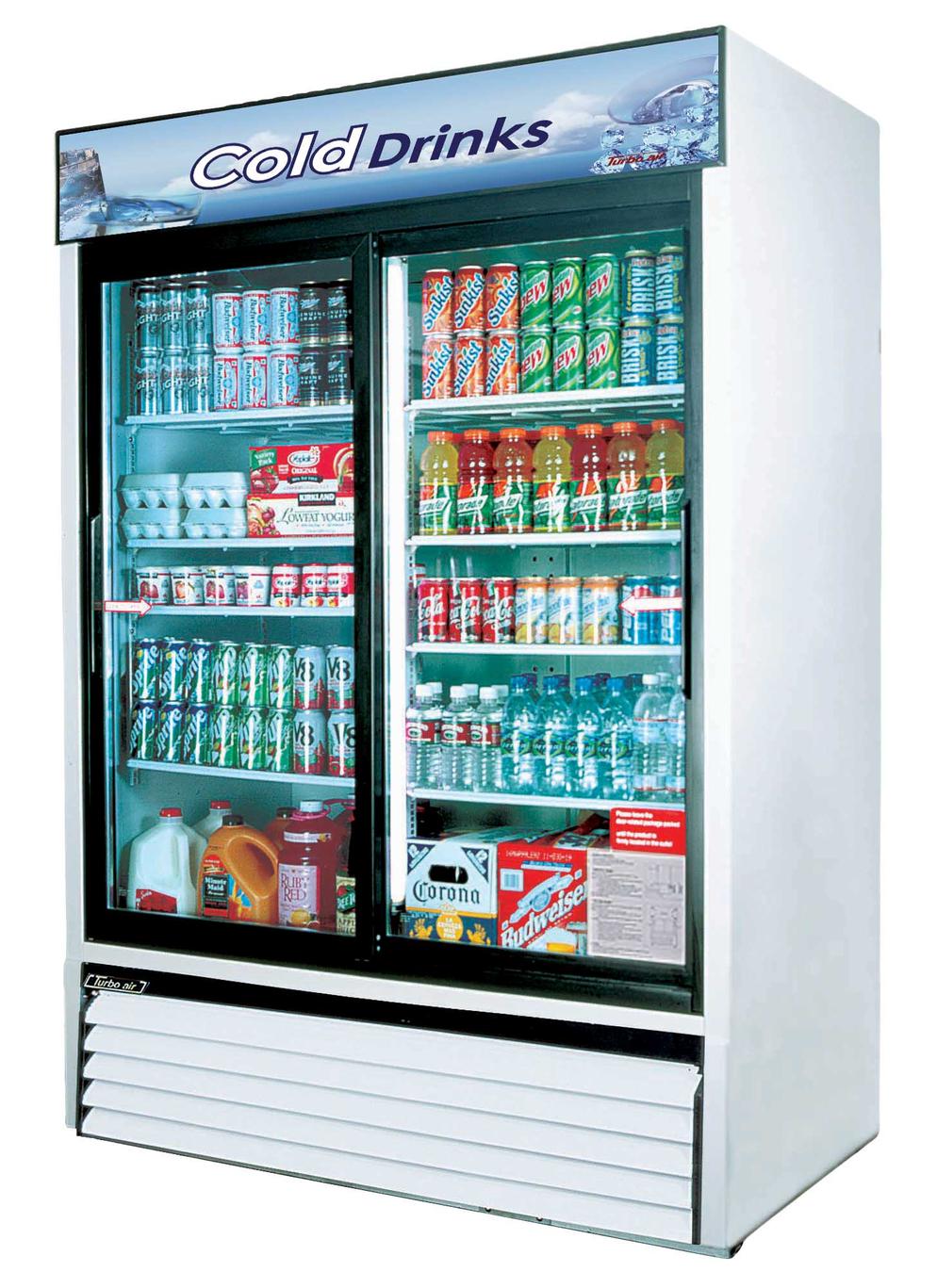 Turbo Air TGM48R(B)N 44cf Merchandiser Cooler 2 Sliding Glass Door