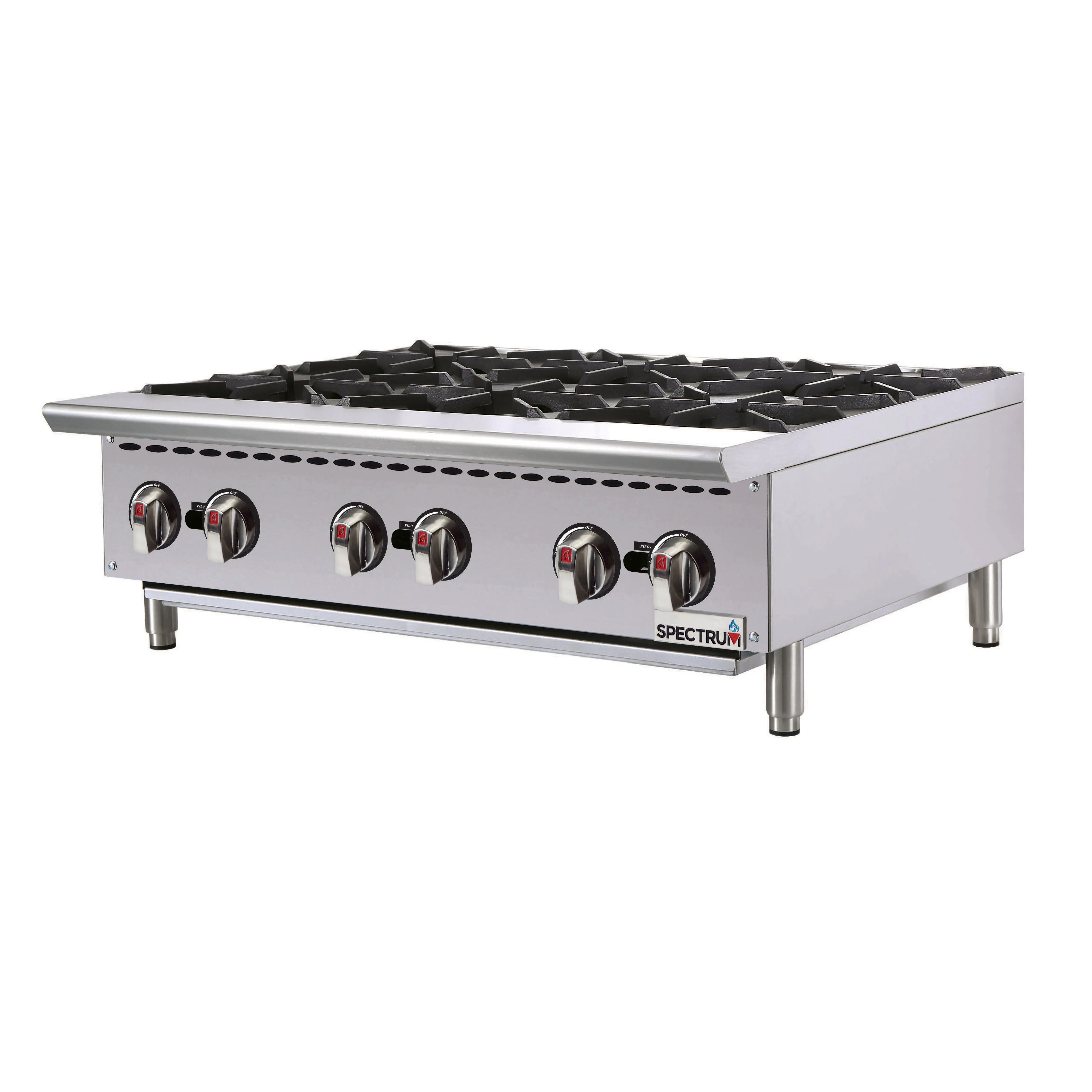 Winco NGHP6 Spectrum™ Countertop Natural Gas 36" Hotplate w/ 6 Burners