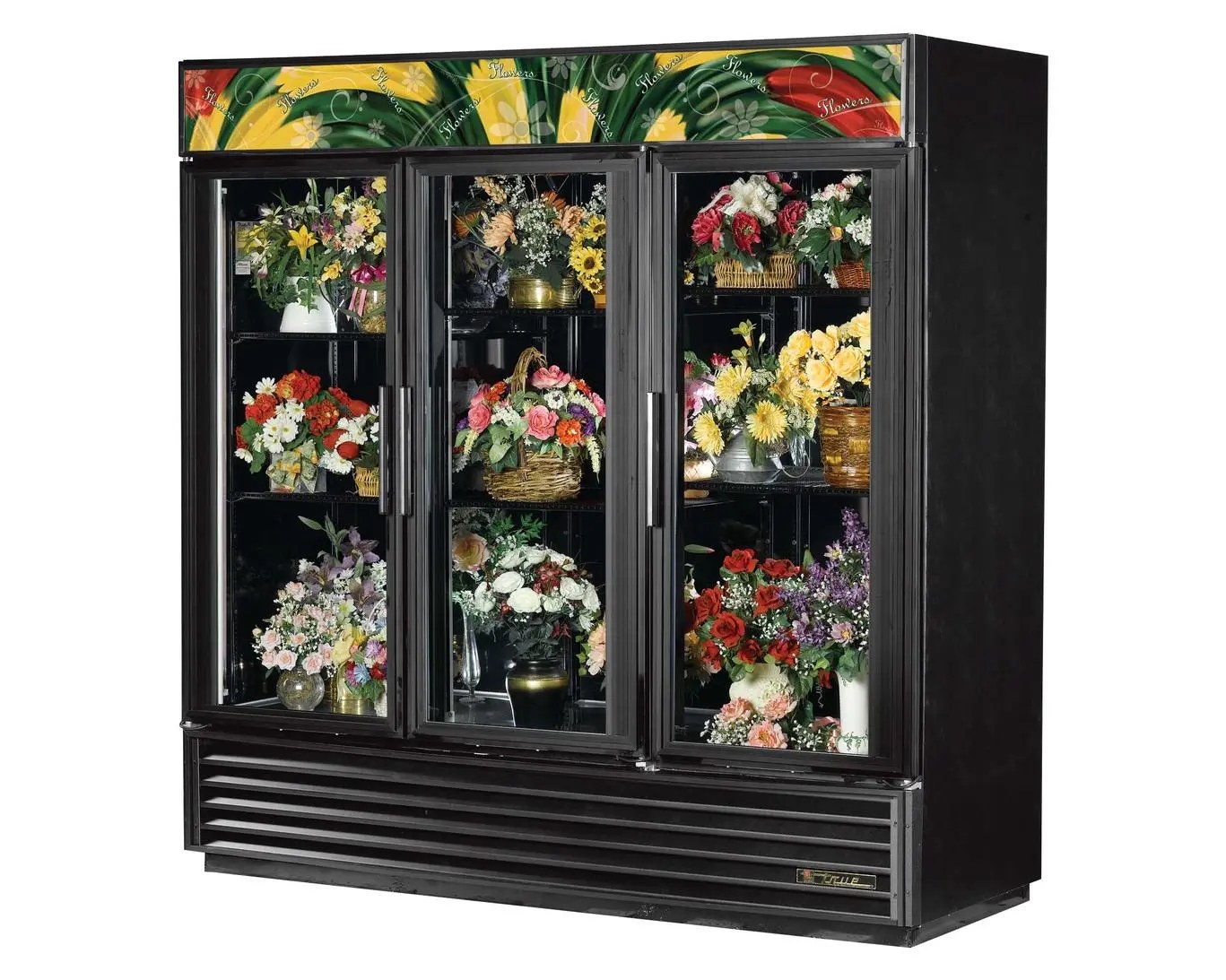 True GDM72FCHCTSL01 72 Cu.Ft Floral Display Cooler 3 Swing Glass Doors