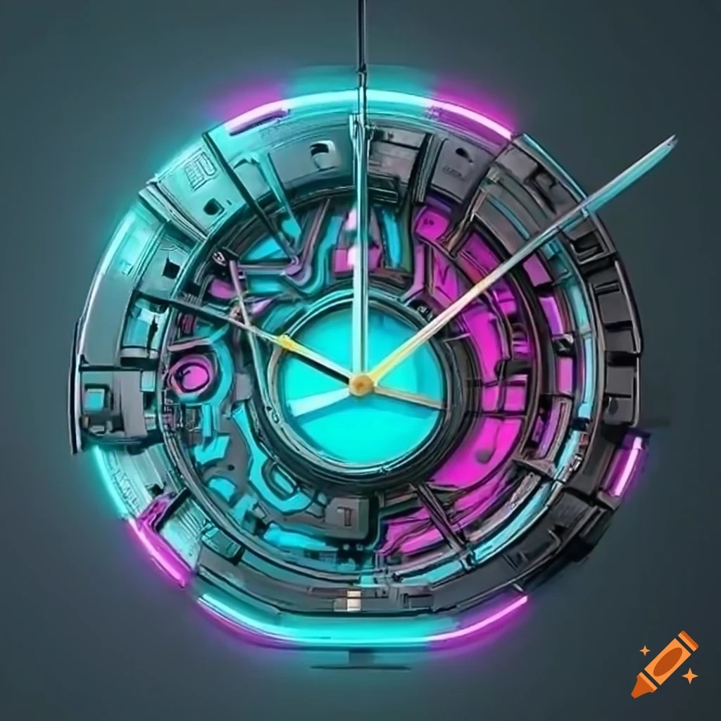 Futuristic cyberpunk clock on Craiyon