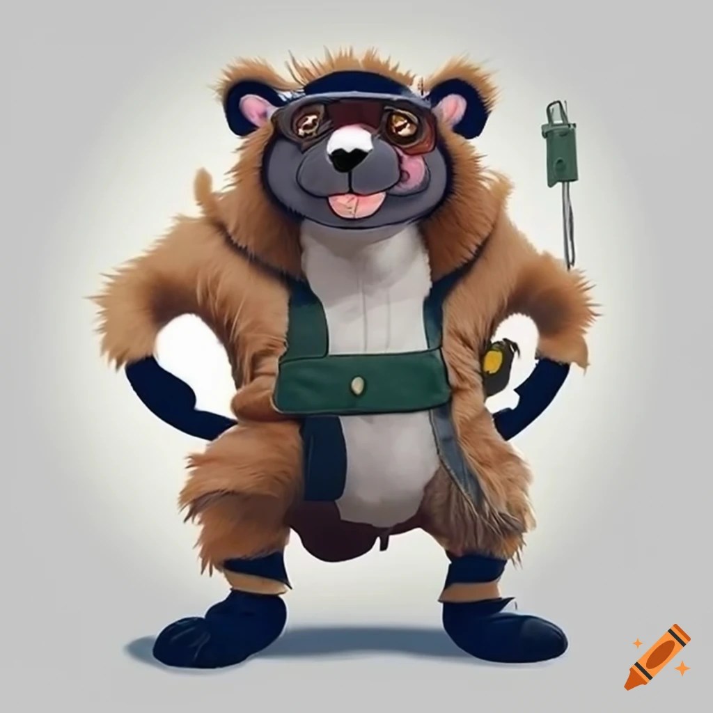 Cartoon animal furry pilot flight suit