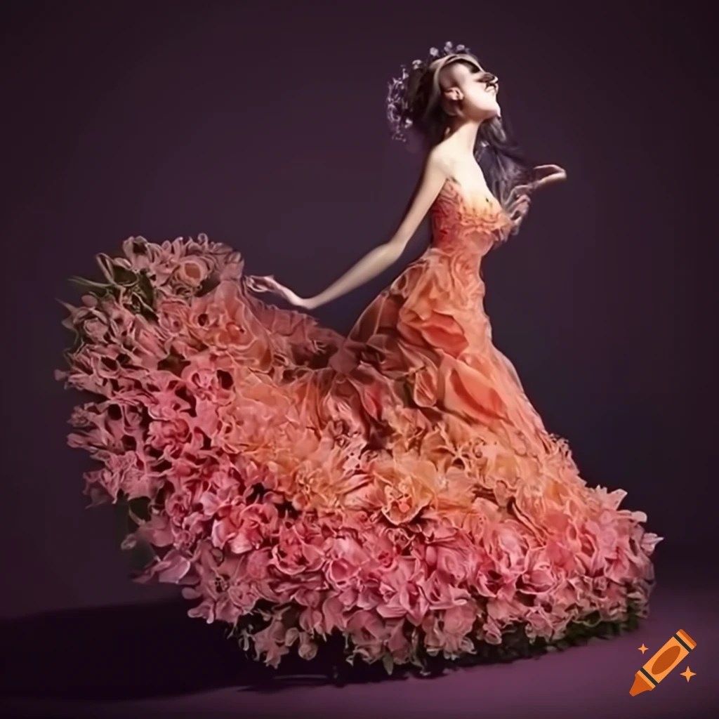 Dress made of flowers