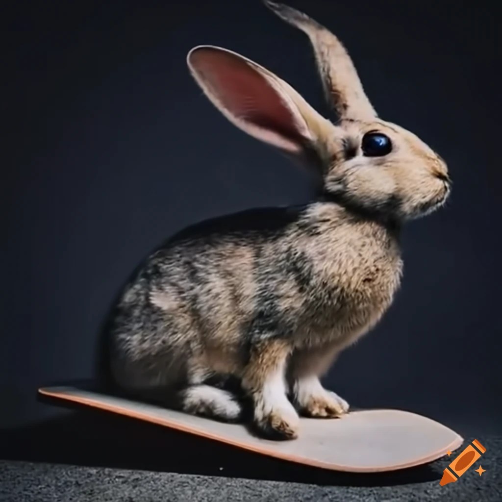Skateboarding rabbit wearing sunglasses
