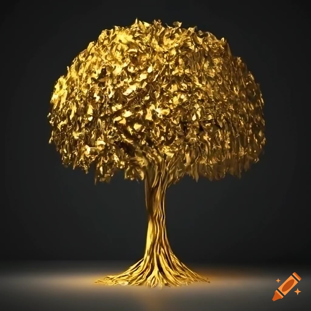 3d gold tree on Craiyon