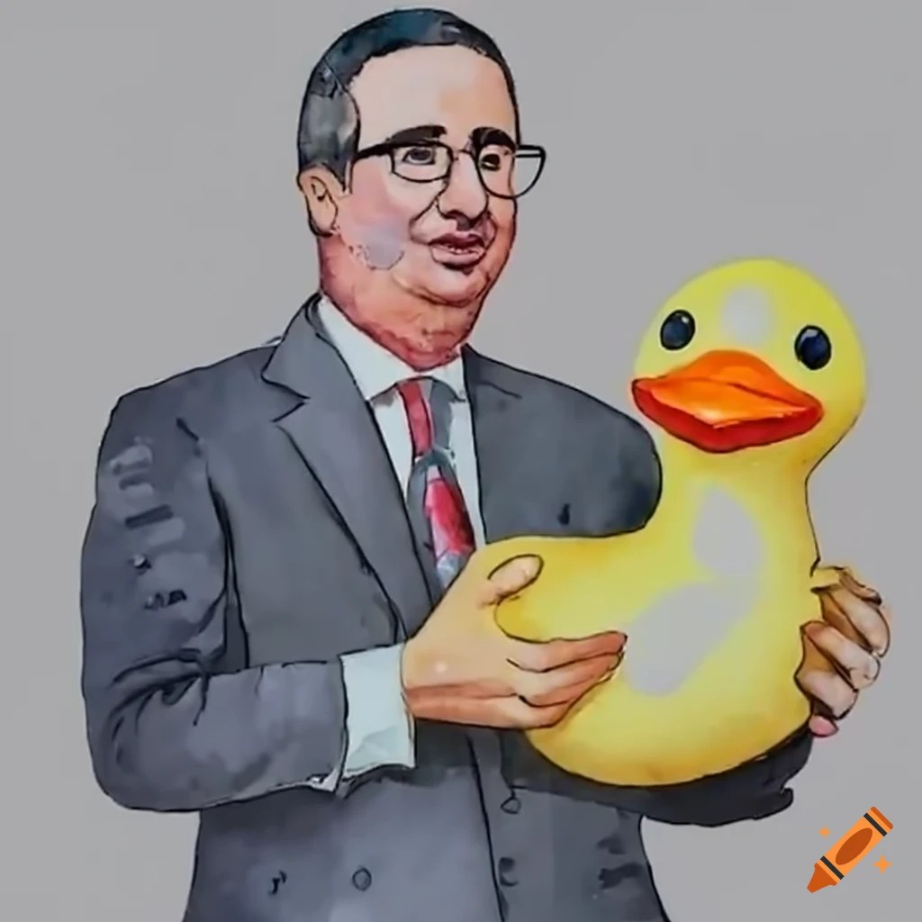 John oliver holding a rubber duck on 'last week tonight'