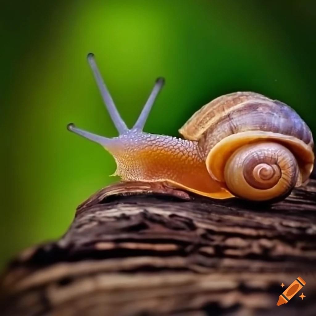 Snail on a log eating worms