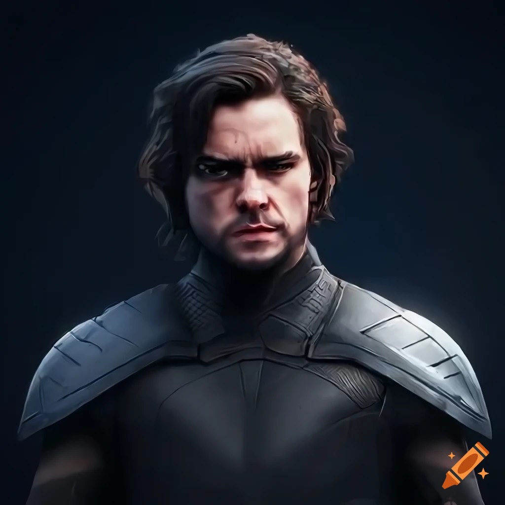 Up close head an torso, marvel's avengers, kit harrington as black knight, classic marvel comics