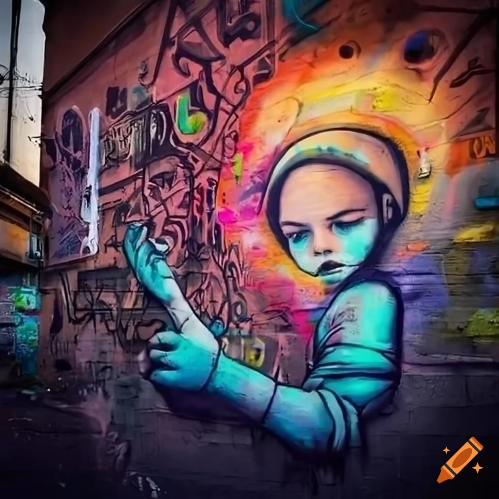 A graffiti painted on an urban mural that says 'artificial intelligence