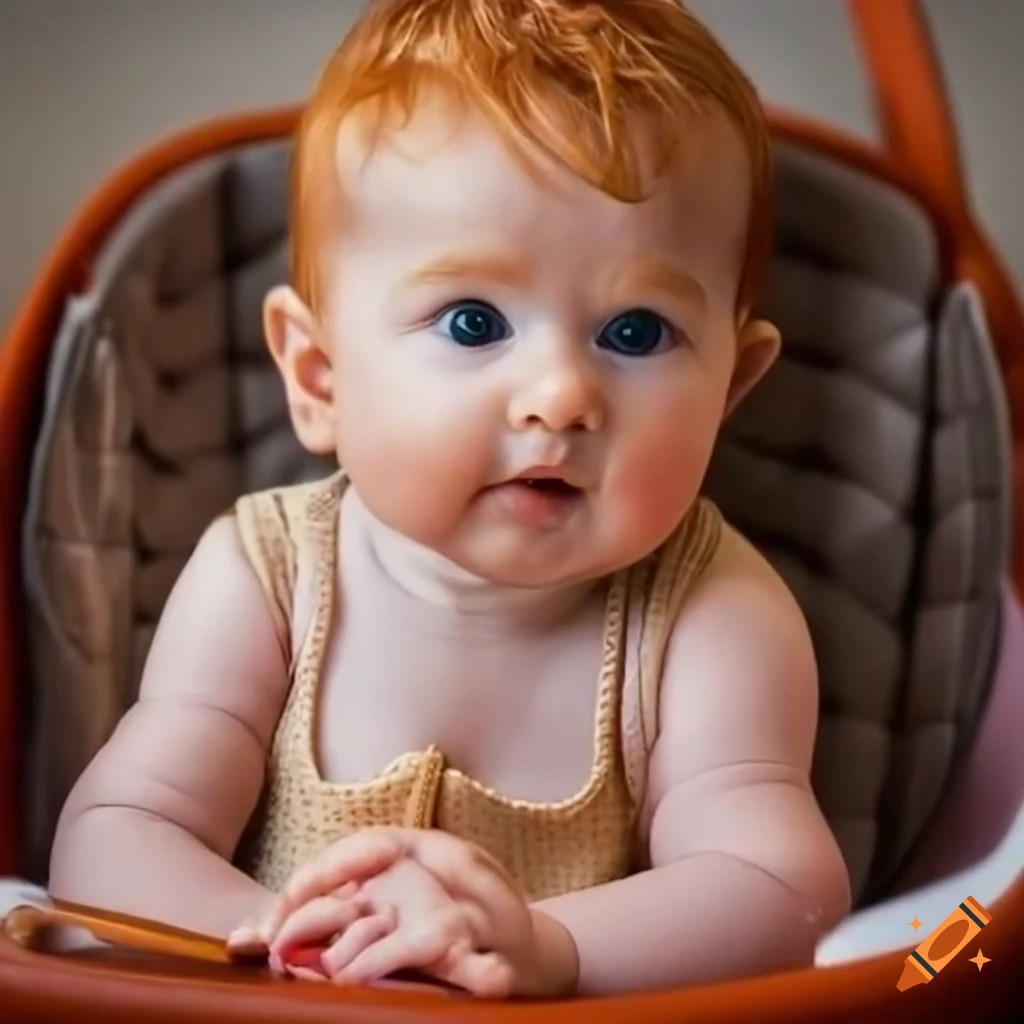 6 month old child ginger in high chair