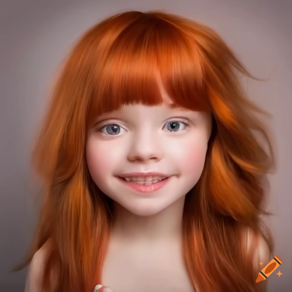 Beautiful spanish girl with a round face, flowing red hair, rosy cheeks