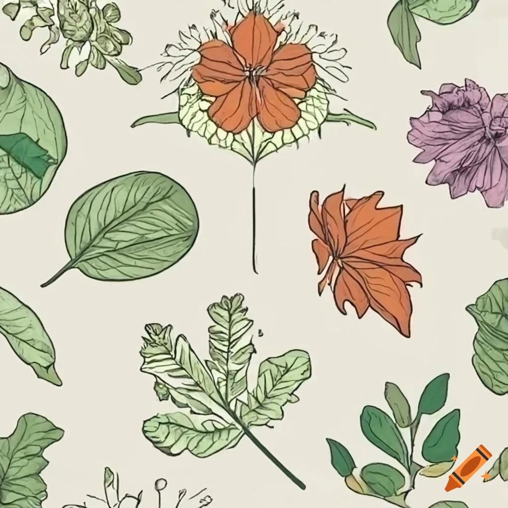 Leaves and flowers, aesthetic on Craiyon