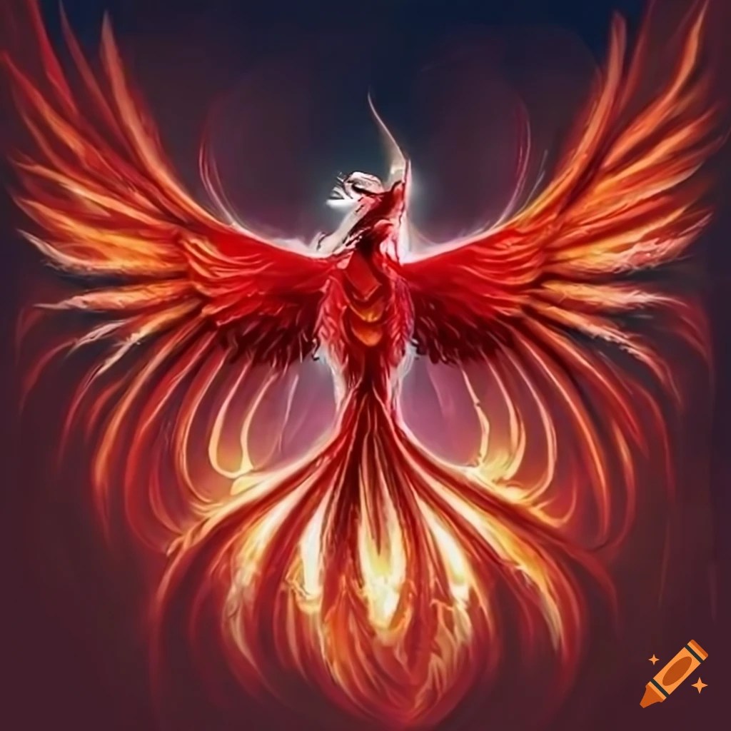 Red phoenix on Craiyon