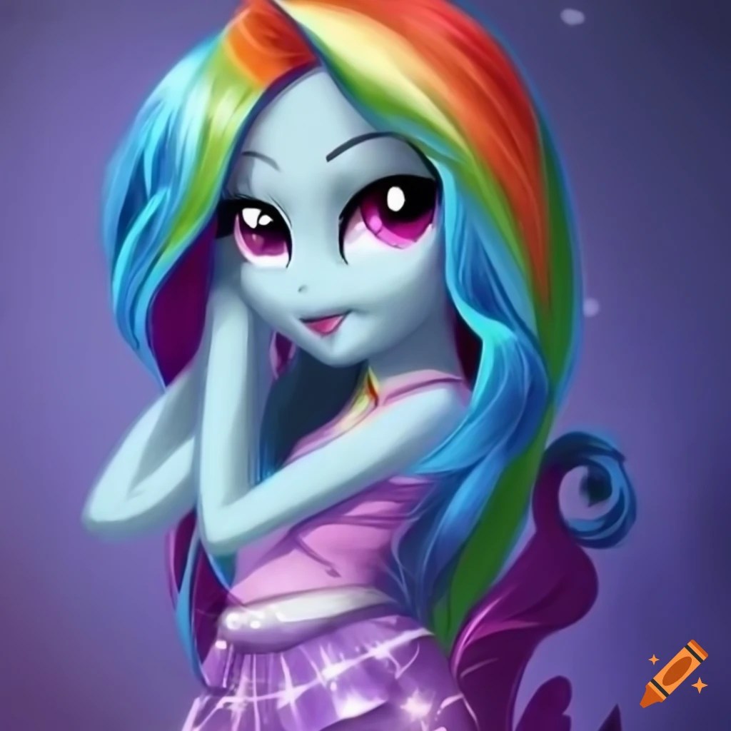 Mlpeqg rainbow dash, beautiful long hair lighting, pretty facial